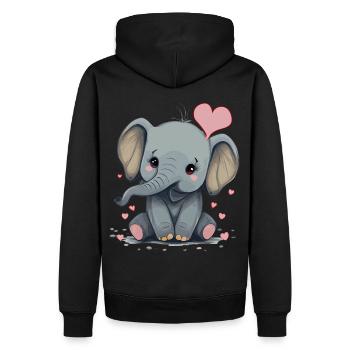 Cute Elephant Valentines Day Heart Kawaii Animal L - Men’s Premium Organic Hoodie - black - Back - Nico (187cm)