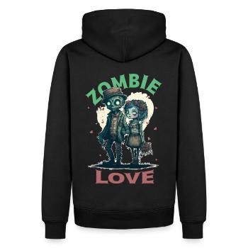 Zombie Love Cute Horror Undead Couple Valentine's - Männer Premium Bio Hoodie - Schwarz - Hinten - Nico (187cm)