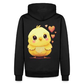 Cute Chick Valentines Day Heart Farm Animal Chicke - Men’s Premium Organic Hoodie - black - Back - Nico (187cm)