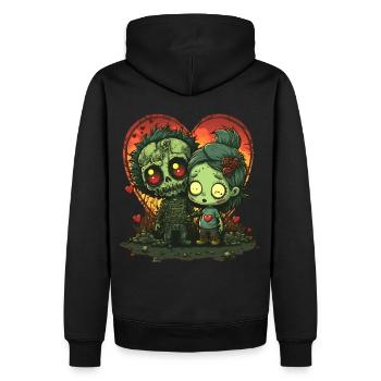 Cute Chibi Zombie Corpse Horror Apocalyptic Valent - Männer Premium Bio Hoodie - Schwarz - Hinten - Nico (187cm)