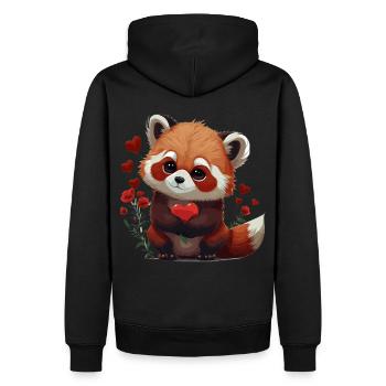 Mignon panda rouge Saint-Valentin Roses amoureux des animaux - Sweat à capuche Premium bio Homme - noir - Dos - Nico (187cm)