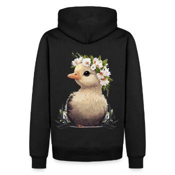 Duckling Flower Crown Baby Duck Floral Farm Animal - Men’s Premium Organic Hoodie - black - Back - Nico (187cm)