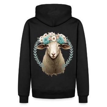 Fleur Couronne Mouton Floral Ferme Animal de compagnie - Sweat à capuche Premium bio Homme - noir - Dos - Nico (187cm)