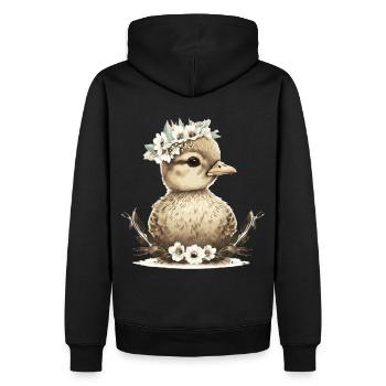 Baby Duck Flower Crown Duckling Floral Farm Animal - Men’s Premium Organic Hoodie - black - Back - Nico (187cm)