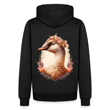 Flower Crown Goose Floral Farm Animal Pet - Men’s Premium Organic Hoodie - black - Back - Nico (187cm)