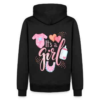 Baby Spruch, cute baby-girl, Kawaii-Baby - Männer Premium Bio Hoodie - Schwarz - Hinten - Nico (187cm)