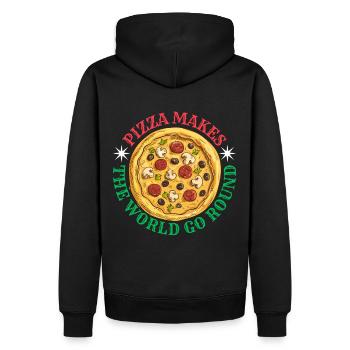 Pizza de style comique, dicton pour les fans de pizza - Sweat à capuche Premium bio Homme - noir - Dos - Nico (187cm)