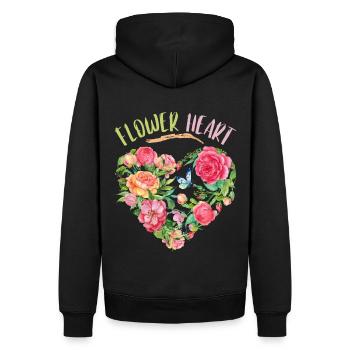 Romantisches Herz mit Blumen Aquarell Valentinstag - Männer Premium Bio Hoodie - Schwarz - Hinten - Nico (187cm)