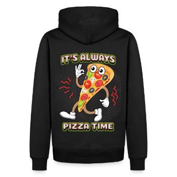 Pizza-Comic, lustiger Pizza-Spruch, Cartoon-Pizza - Männer Premium Bio Hoodie - Schwarz - Hinten - Nico (187cm)