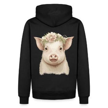 Piglet Flower Crown Pig Baby Floral Farm Animal Pe - Männer Premium Bio Hoodie - Schwarz - Hinten - Nico (187cm)