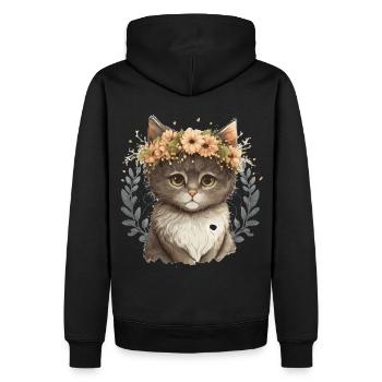 Cute Baby Cat Flower Crown Pet Kitten Floral Farm - Männer Premium Bio Hoodie - Schwarz - Hinten - Nico (187cm)