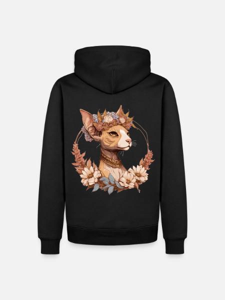 Cute Sphynx Cat Flower Crown Pet Kitten Floral - Männer Premium Bio Hoodie - Schwarz