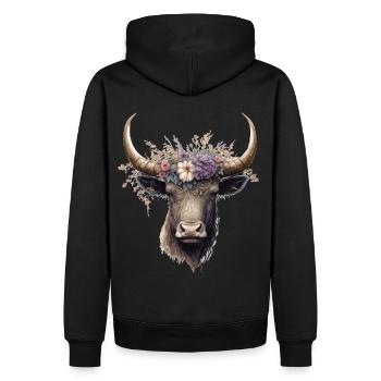 Flower Crown Yak Floral Farm Animal Yak Lovers - Männer Premium Bio Hoodie - Schwarz - Hinten - Nico (187cm)