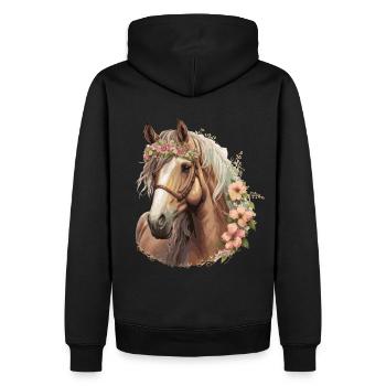 Couronne de fleurs cheval Ferme florale Animal de compagnie Cheval Ri - Sweat à capuche Premium bio Homme - noir - Dos - Nico (187cm)