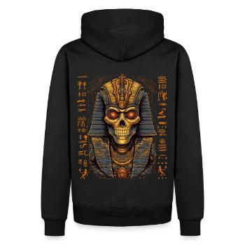 Pharao Ägypten Totenkopf Totenmaske Geschenk - Männer Premium Bio Hoodie - Schwarz - Hinten - Nico (187cm)
