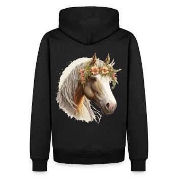 Fleur de cheval Couronne Floral Ferme Animal de compagnie Cheval Ri - Sweat à capuche Premium bio Homme - noir - Dos - Nico (187cm)