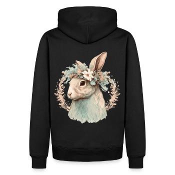 Flower Crown Bunny Rabbit Floral Farm Animal Pet - Men’s Premium Organic Hoodie - black - Back - Nico (187cm)