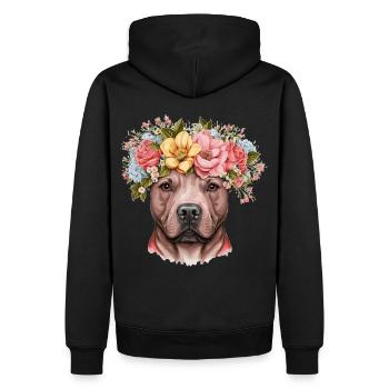 Cute Bull Terrier Flower Crown Pet Dog Breed Flora - Männer Premium Bio Hoodie - Schwarz - Hinten - Nico (187cm)