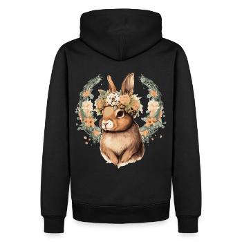 Fleur de lapin mignon Couronne Lapin Floral Animal de ferme - Sweat à capuche Premium bio Homme - noir - Dos - Nico (187cm)