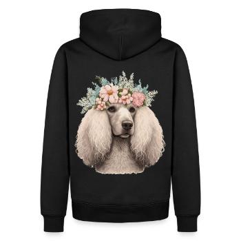 Cute Poodle Flower Crown Pet Dog Breed Floral Pupp - Men’s Premium Organic Hoodie - black - Back - Nico (187cm)