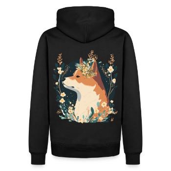 Cute Shiba Inu Flower Crown Pet Dog Breed Puppy Wa - Men’s Premium Organic Hoodie - black - Back - Nico (187cm)