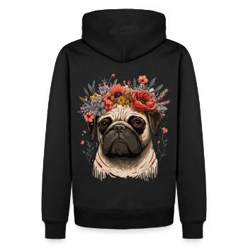 Fleur de carlin mignon Crown Pet Dog Breed Floral Puppy - Sweat à capuche Premium bio Homme - noir - Dos - Nico (187cm)
