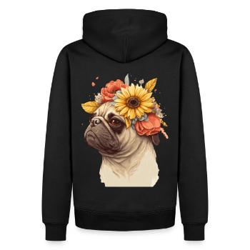 Cute Pug Flower Crown Pet Dog Breed Floral Puppy - Männer Premium Bio Hoodie - Schwarz - Hinten - Nico (187cm)