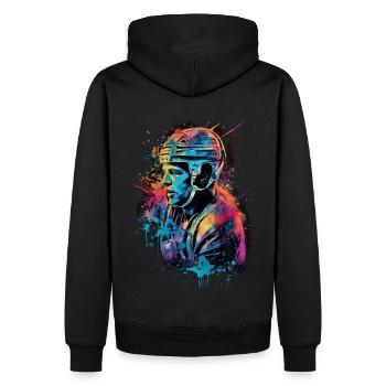 Bunter Eishockey Spieler Geschenk Eishockey Fans - Männer Premium Bio Hoodie - Schwarz - Hinten - Nico (187cm)