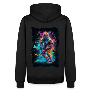 Bunter Eishockey Spieler Geschenk Eishockey Fan - Männer Premium Bio Hoodie - Schwarz - Hinten - Nico (187cm)