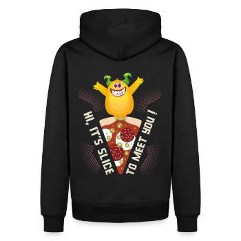 Lustige Pizza, Pizza-Ecke, Slice-To-Meet-You, Pun - Männer Premium Bio Hoodie - Schwarz - Hinten - Nico (187cm)