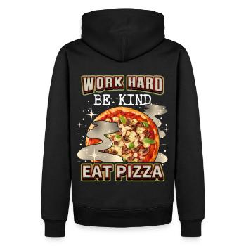 Lustiger Pizza-Spruch mit italienischer Pizza - Männer Premium Bio Hoodie - Schwarz - Hinten - Nico (187cm)