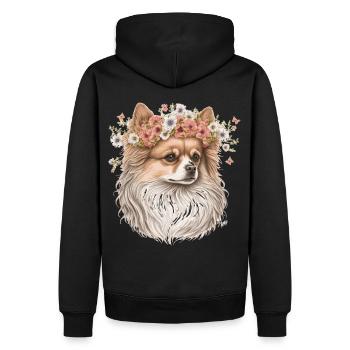 Fleur de Poméranie mignonne Couronne Race de chien de compagnie Flo - Sweat à capuche Premium bio Homme - noir - Dos - Nico (187cm)