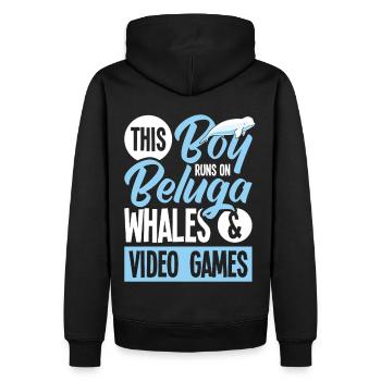 Béluga Béluga Baleine Observation des baleines Dauphin Dauphin - Sweat à capuche Premium bio Homme - noir - Dos - Nico (187cm)