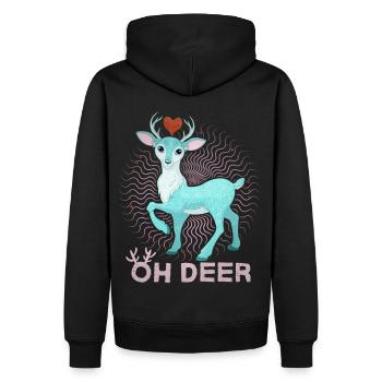 Drôle de dicton avec cerf, Oh cerf, dicton, jeu de mots - Sweat à capuche Premium bio Homme - noir - Dos - Nico (187cm)