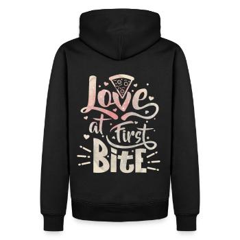 Pizza Spruch, italienische Pizza, Pizza Küche - Männer Premium Bio Hoodie - Schwarz - Hinten - Nico (187cm)