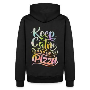 Pizza Dicton, Keep-Calm, Pizzeria italienne - Sweat à capuche Premium bio Homme - noir - Dos - Nico (187cm)