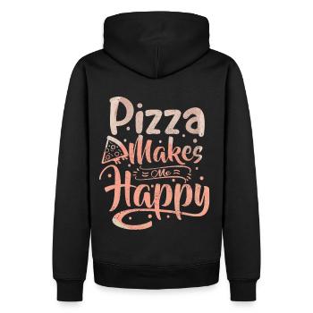 La pizza me rend heureux, Typographie Dicton, Italie - Sweat à capuche Premium bio Homme - noir - Dos - Nico (187cm)