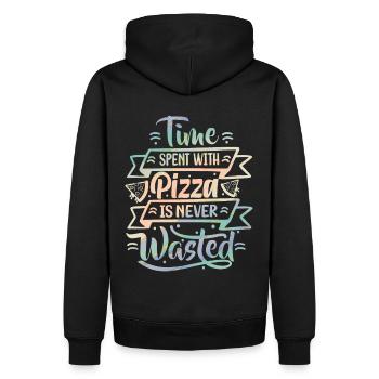 Pizza Spruch, italienische Pizza, Pizza Küche - Männer Premium Bio Hoodie - Schwarz - Hinten - Nico (187cm)