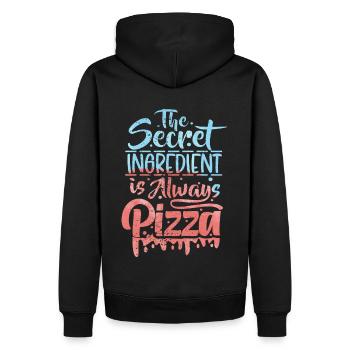 Pizza Spruch, Pizzeria, Italien-Pizza, Typografie - Männer Premium Bio Hoodie - Schwarz - Hinten - Nico (187cm)