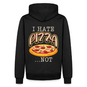Lustiger Pizza Spruch, italienische Pizzeria - Männer Premium Bio Hoodie - Schwarz - Hinten - Nico (187cm)