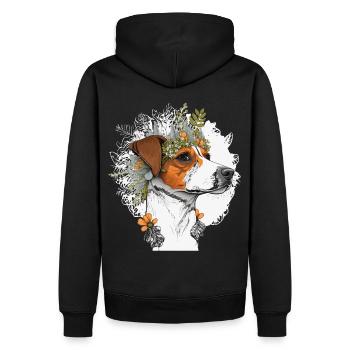 Cute Jack Russel Terrier Flower Crown Pet Dog Flor - Men’s Premium Organic Hoodie - black - Back - Nico (187cm)
