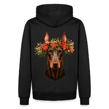 Mignon Doberman Fleur Couronne Animal de compagnie Chien Race Floral P - Sweat à capuche Premium bio Homme - noir - Dos - Nico (187cm)
