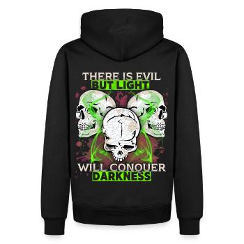Comic Totenkopf Skull Motivation Spruch - Männer Premium Bio Hoodie - Schwarz - Hinten - Nico (187cm)