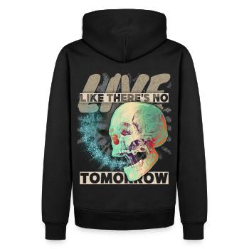 Vintage Totenkopf Memento-Mori grunge-Schädel - Männer Premium Bio Hoodie - Schwarz - Hinten - Nico (187cm)
