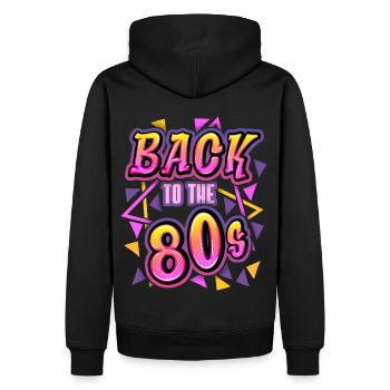 1980, 1980er Jahre, Retro Spruch Back To The 80s - Männer Premium Bio Hoodie - Schwarz - Hinten - Nico (187cm)