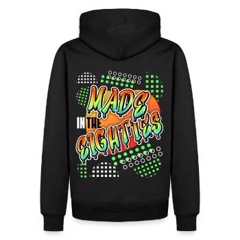 Made in the 80s, Retro Spruch 1980, 1980er Jahre - Männer Premium Bio Hoodie - Schwarz - Hinten - Nico (187cm)