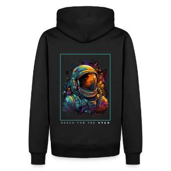 Vêtements d’astronaute de sortie dans l’espace - Sweat à capuche Premium bio Homme - noir - Dos - Nico (187cm)