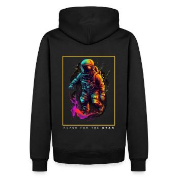 Astronaute abstrait coloré dans un cadeau spatial - Sweat à capuche Premium bio Homme - noir - Dos - Nico (187cm)