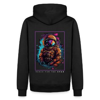Astronaute abstrait coloré dans un cadeau spatial - Sweat à capuche Premium bio Homme - noir - Dos - Nico (187cm)