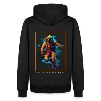 Astronaute abstrait coloré dans un cadeau spatial - Sweat à capuche Premium bio Homme - noir - Dos - Nico (187cm)